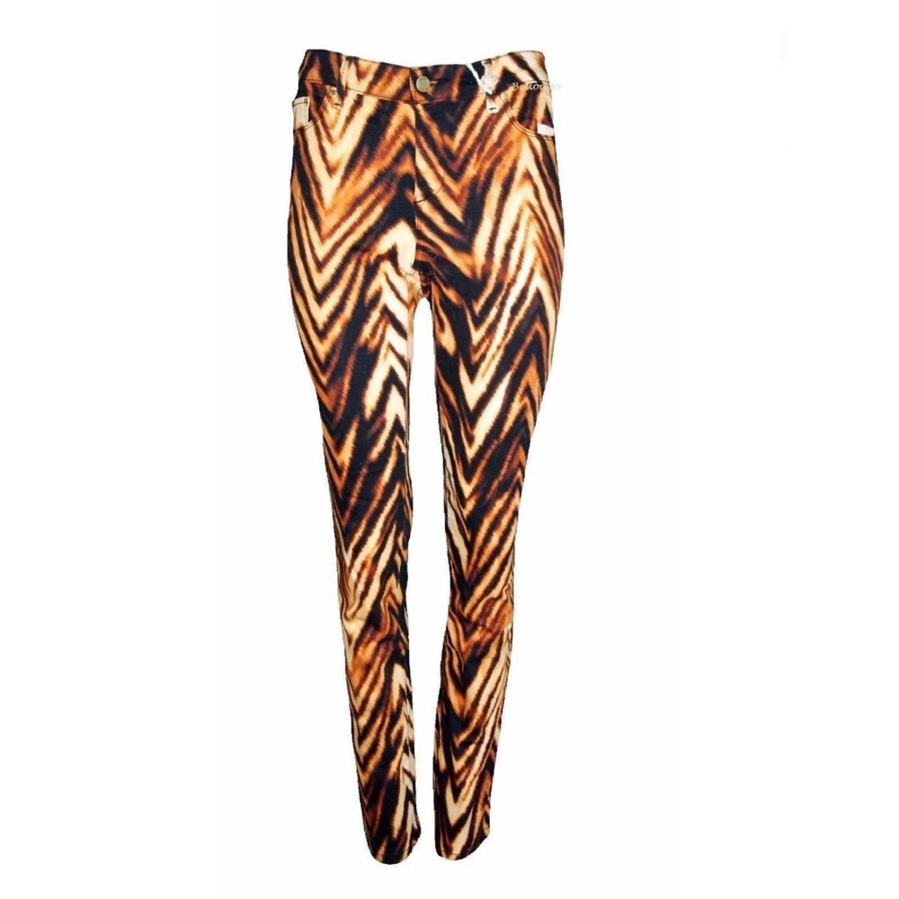 Anne Klein Tiger Print Illusion Print Straight Leg Jeans